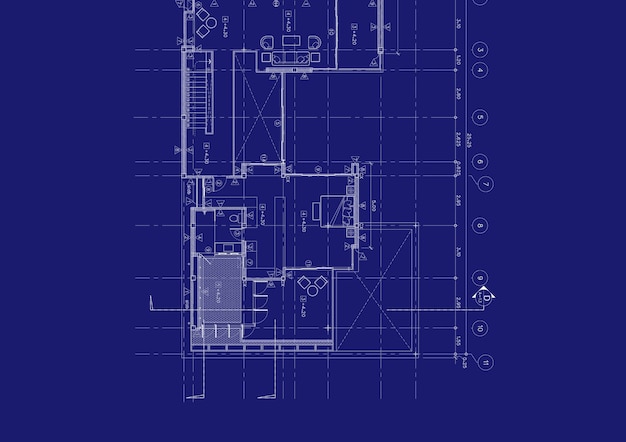 Plan de planta del edificio diseñado en el dibujo