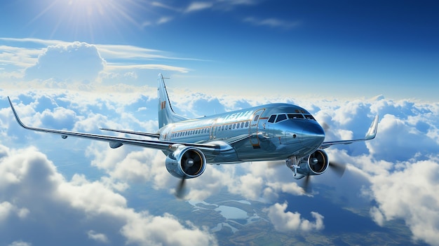 plane_in_the_sky_flight_blue_sky_photorealistic