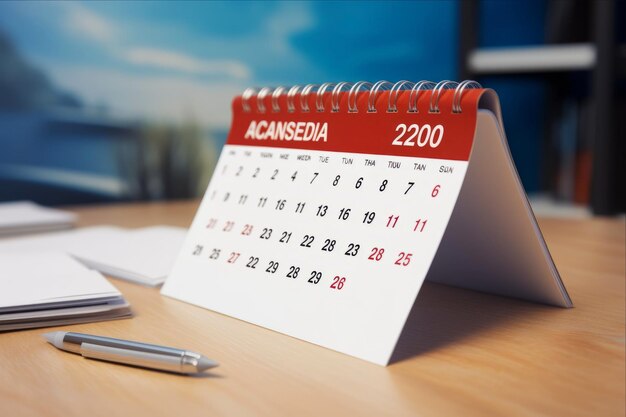 Planejamento de negócios CloseUp View de 2022 Página de calendário com datas e fundo mensal para nomeação