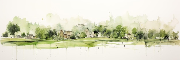 Planejamento Urbano Sustentável Ilustração em Aquarela Conceito de Parque Verde