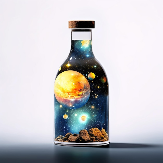 Planet des Sonnensystems in einer Flasche außerhalb des Hintergrunds 2