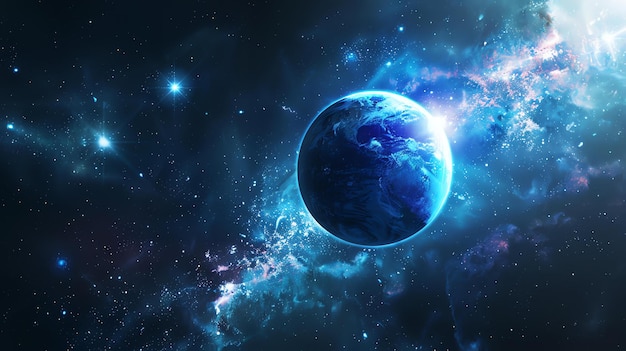 Planet Erde aus dem Weltraum Blauer Planet Erde im Weltraum mit Sternen und Nebel Elemente dieses Bildes von NASA