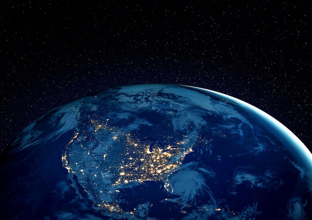 Planet Erde Globus Ansicht aus dem Weltraum zeigt realistische Erdoberfläche und Weltkarte