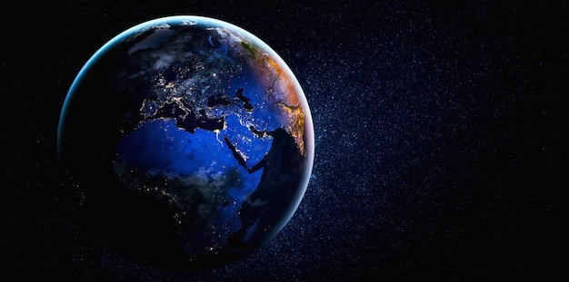 Planet Erde Globus Ansicht aus dem Weltraum zeigt realistische Erdoberfläche und Weltkarte