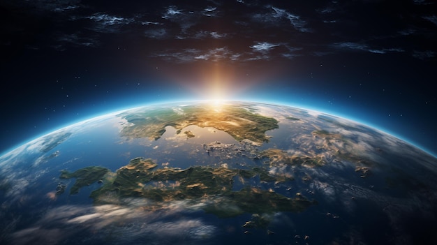 Planet Erde mit detailliertem Relief und Atmosphäre Blauer Weltraum-Hintergrund mit Erde und Galaxie