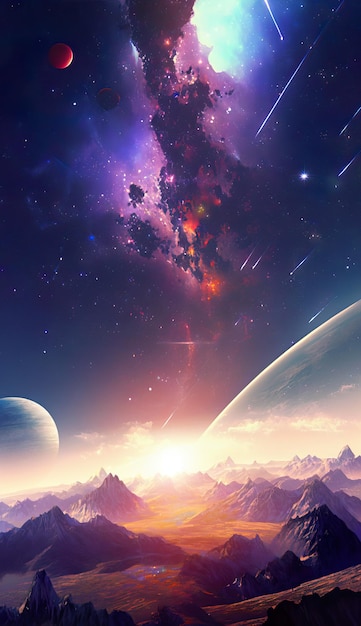 Planet Galaxy View Smartphone Wallpaper generierte KI