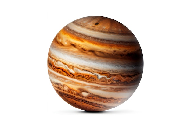Planet Jupiter auf weißem Hintergrund, erstellt mit generativer KI