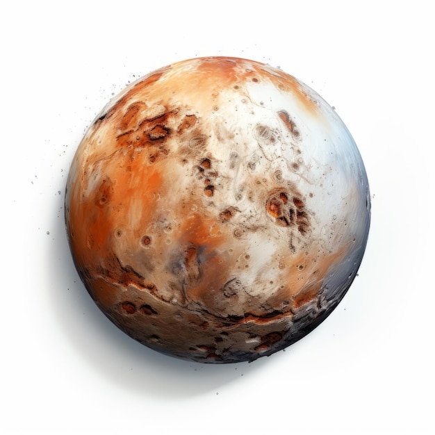 Planet Pluto mit Spray gemalt Realismus in polychromer Terrakotta