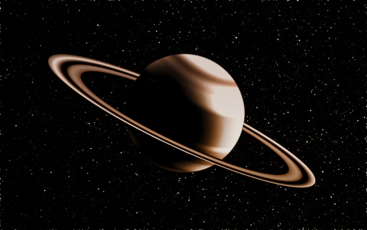 Foto planet saturn in der dunklen raumillustration