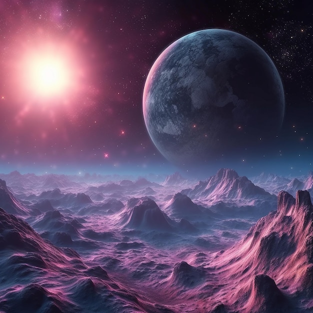 Planeta 3D con fondo de nebulos