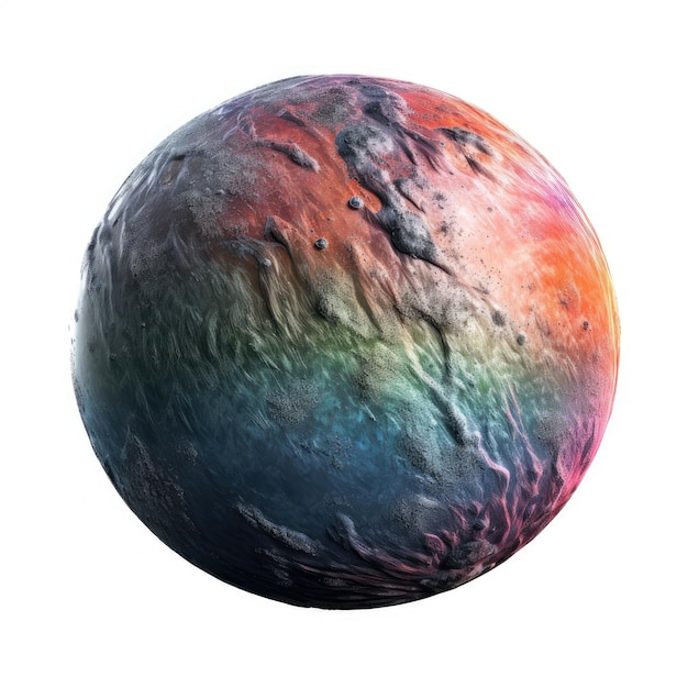 Foto un planeta alienígena colorido aislado sobre un fondo blanco