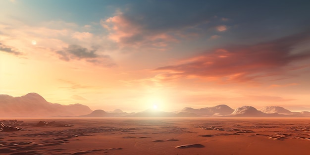Planeta alienígena de fantasia Montanha e lago Ilustração de renderização 3D