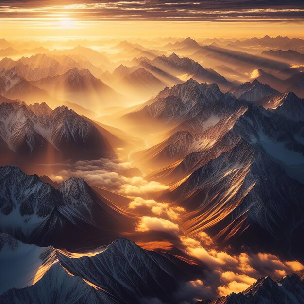 Foto planeta alienígena de fantasía montaña y cielo bonito fondo de la naturaleza