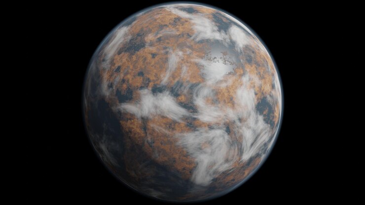 Foto planeta alienígena planeta com atmosfera e nuvens isolado no espaço negro sem estrelas