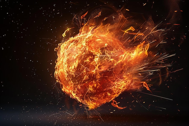 un planeta ardiente con un fondo ardiente y la palabra fuego