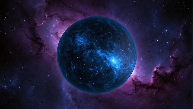 Un planeta azul con una atmósfera brillante