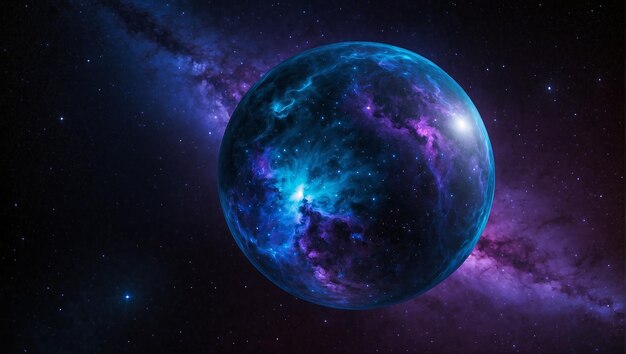 Un planeta azul con una atmósfera brillante