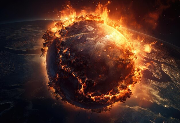 El planeta del cataclismo global está en llamas Elementos de imagen proporcionados por la NASA