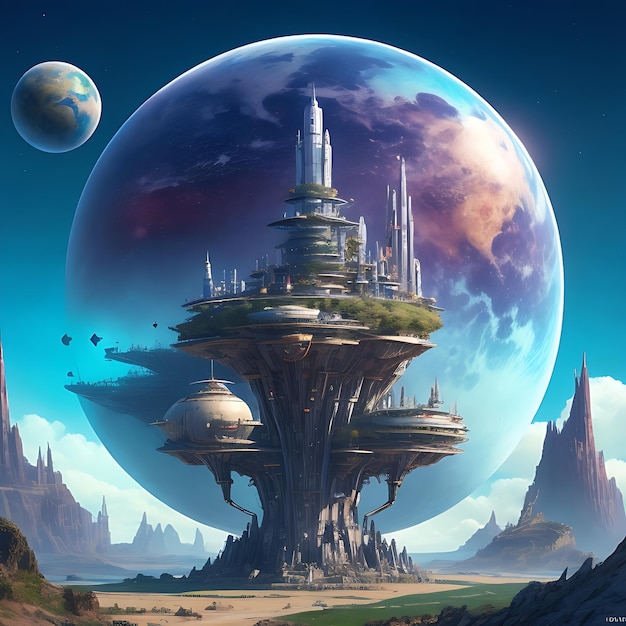 Foto planeta ciencia ficción fantasía mundo realeza ilustración ai generada