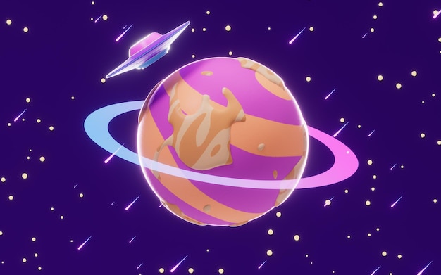 Planeta en el espacio exterior renderizado 3d