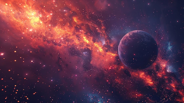 un planeta con estrellas en el universo