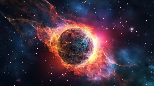 Un planeta en llamas en la galaxiaIA generativa