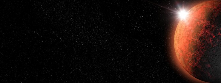 Foto planeta mras no espaço star.nebula background. planeta terrestre, planeta tipo terra, exo-planeta no espaço sideral, planeta alienígena no espaço distante ilustração 3d. elementos desta imagem fornecida pela nasa.