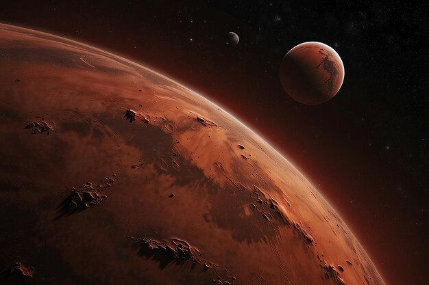 un planeta se muestra en un espacio con un fondo rojo