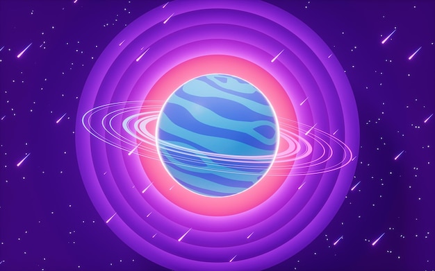 Planeta na renderização 3d do espaço sideral