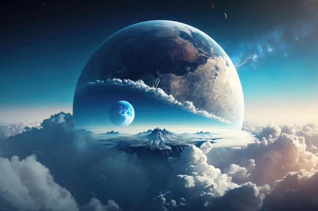 Planeta en las nubes generado por IA