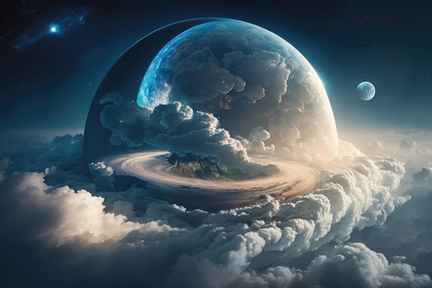 Planeta en las nubes generado por IA