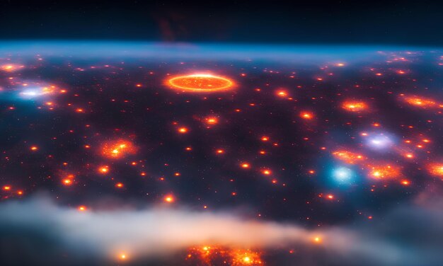 Foto un planeta con un planeta y un gran anillo de fuego en el centro.