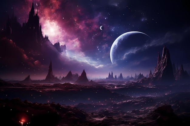 planeta púrpura en el espacio