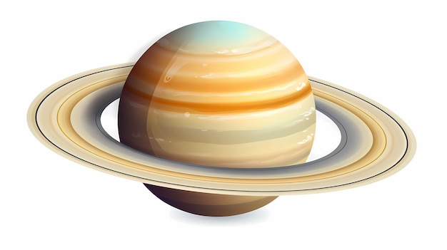 Planeta Saturno con anillos de gas en un fondo profundo y transparente Sexto planeta del sistema solar Descubrimiento y exploración de galaxias Ilustración vectorial cósmica realista para materiales educativos escolares