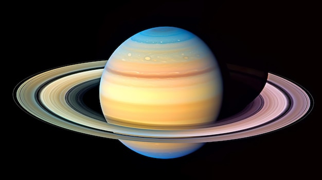 El planeta del sistema solar Saturno en fondo negro