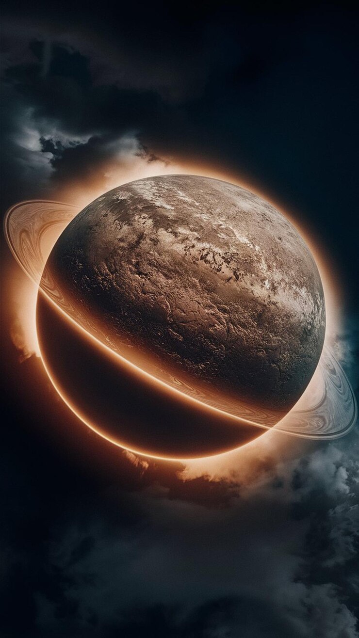 planeta con el sol naciendo en el fondo