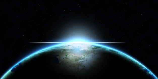 Planeta Terra com ilustração 3D de brilhos (elementos desta imagem fornecidos pela NASA