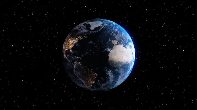 Planeta Terra com superfície de geografia realista e atmosfera de nuvem 3D orbital