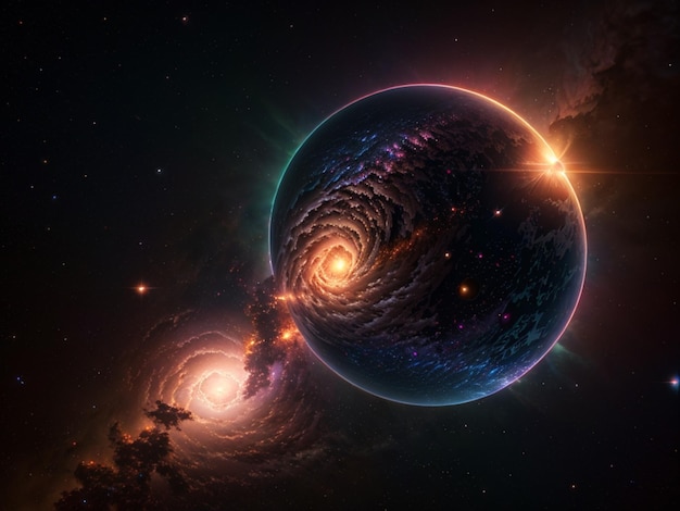 Planeta Terra com um desenho em espiral no centro