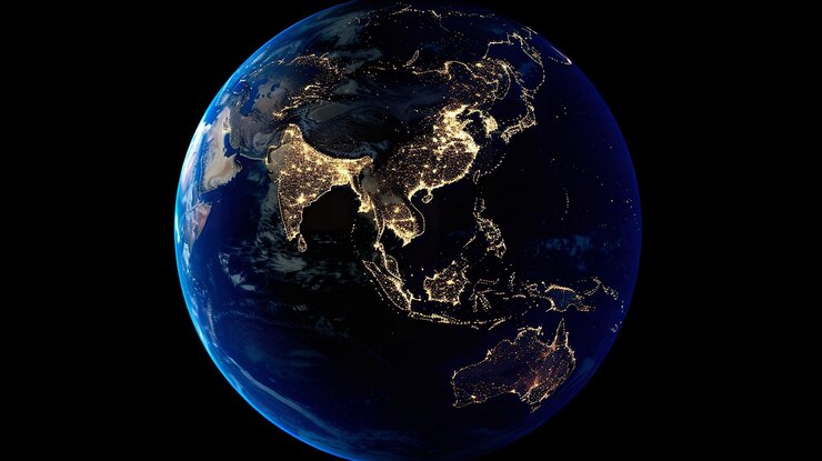 Foto planeta terra contra o pano de fundo do espaço
