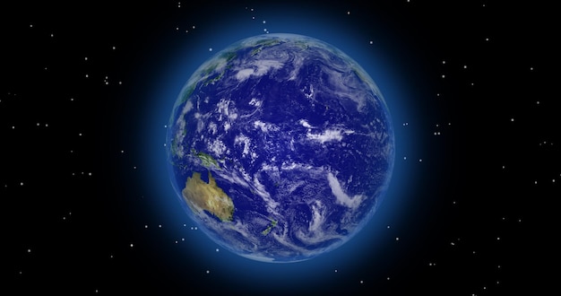 Planeta Terra no espaço com noite estrelada colorida 3d foto renderizada terra realista