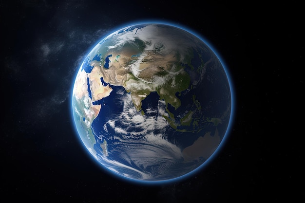 Planeta Terra realista no espaço
