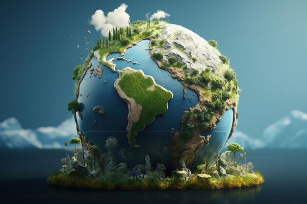 Planeta Terra Verde em 3D