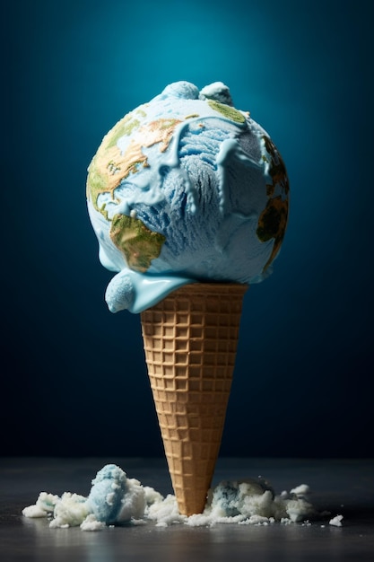 El planeta Tierra como un cono de helado