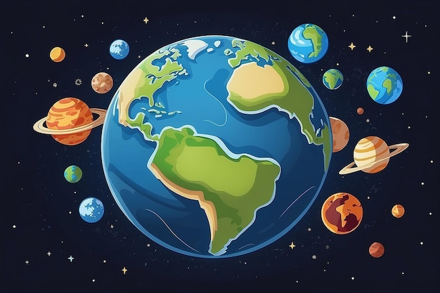 El planeta Tierra en estilo de dibujos animados