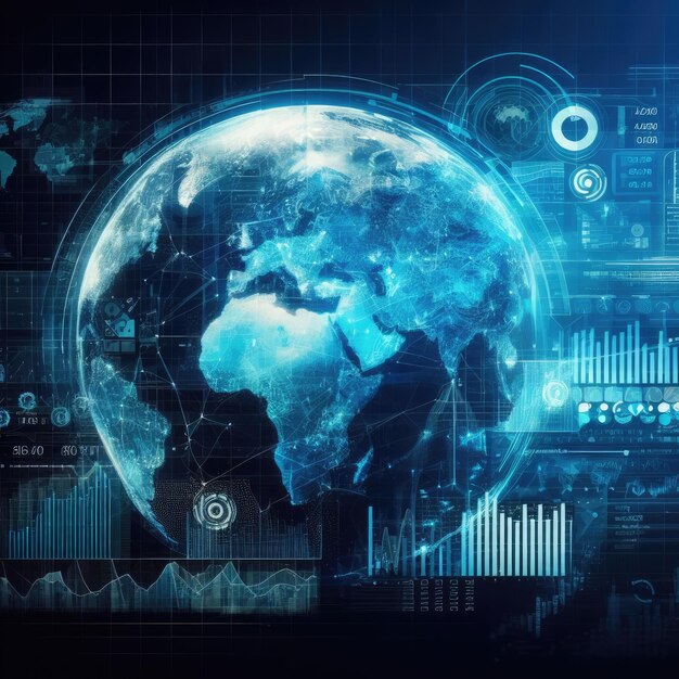Planeta Tierra en el fondo de los diagramas de gráficos