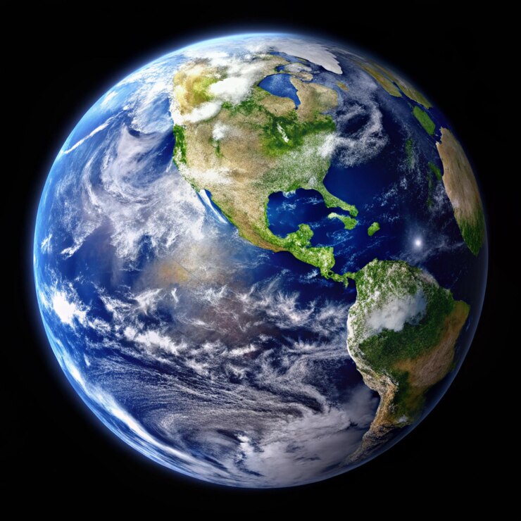 Foto el planeta tierra con fondo negro sobre un fondo negro