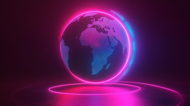 planeta tierra globo en el espacio púrpura azul conexiones sistemas línea composición alrededor de la tierra