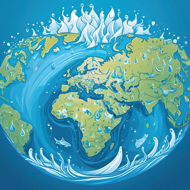 Planeta Tierra con una gota de agua Ilustración vectorial Día Mundial del Medio Ambiente