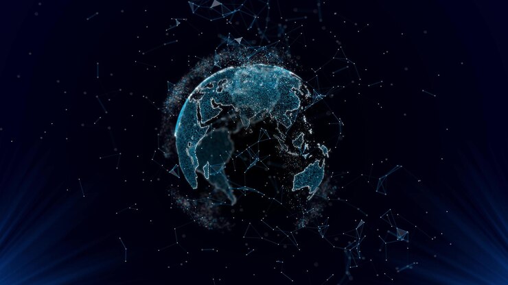 Planeta tierra Hud mundo global transferencia de red de datos conexión de comercio internacional internet social
